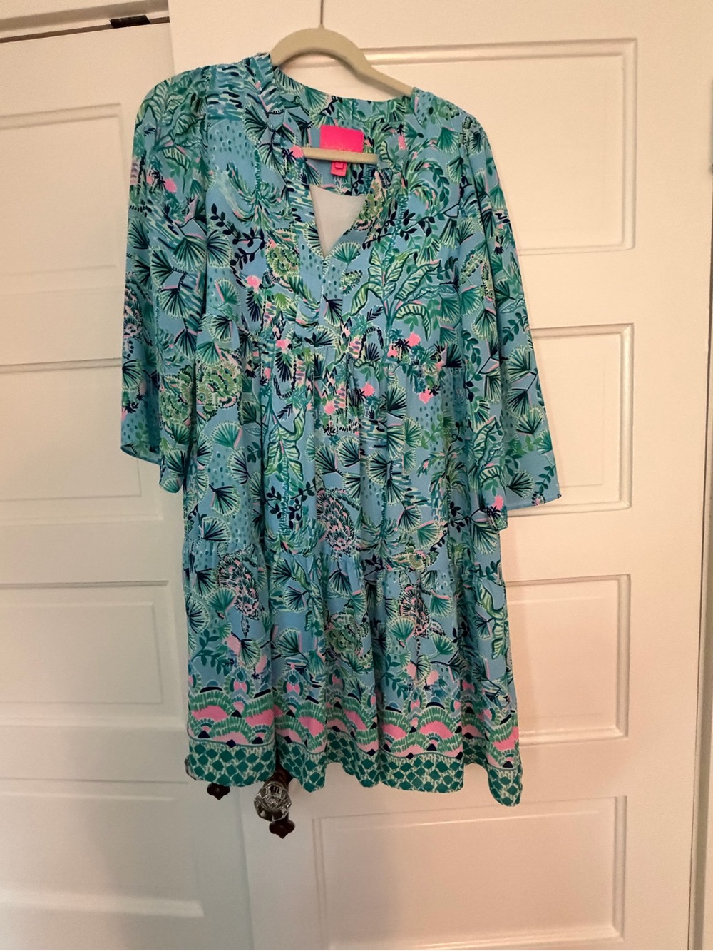 Lilly Pulitzer Tropical Print Dress in Aqua, Pink, Green - Picture 3 of 3